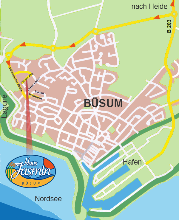 Anfahrt zu den Ferienwohnungen von Haus Jasmin in Büsum